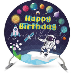 Lofaris Planet Satellite Rocket Astronaut Boy Round Backdrop