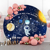 Lofaris Planets Cute Astronaut Round 1St Birthday Backdrop