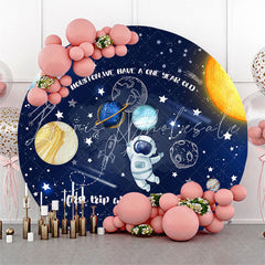 Lofaris Planets Cute Astronaut Round 1St Birthday Backdrop