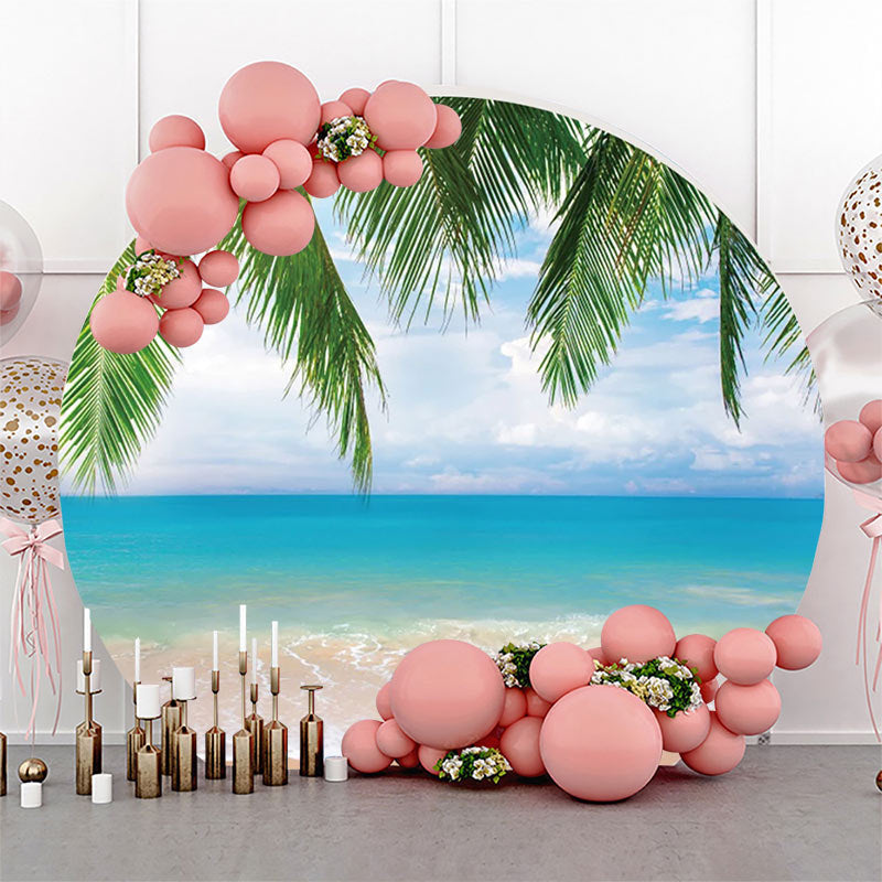 Lofaris Plant Leaf Sandy Hawaii Beach Round Birthday Backdrop