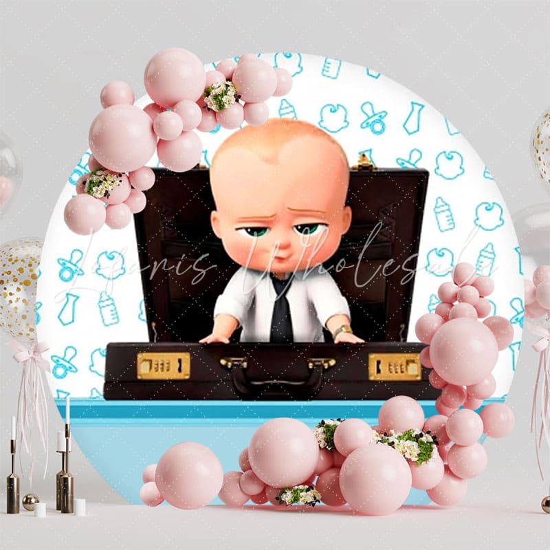 Playful Boss Baby Round Backdrop For Business-Themed Kids Fun