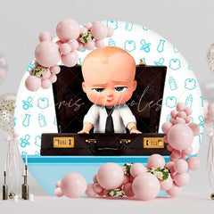 Playful Boss Baby Round Backdrop For Business-Themed Kids Fun