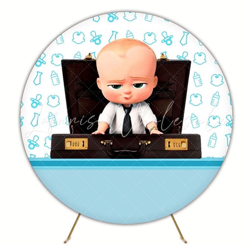 Playful Boss Baby Round Backdrop For Business-Themed Kids Fun