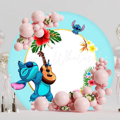 Playful Lilo Stitch Round Backdrop For Fun Cartoon Party Theme