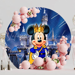 Playful Mickey Round Backdrop For Classic Disney Kids Party Theme
