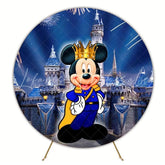 Playful Mickey Round Backdrop For Classic Disney Kids Party Theme