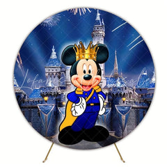 Playful Mickey Round Backdrop For Classic Disney Kids Party Theme