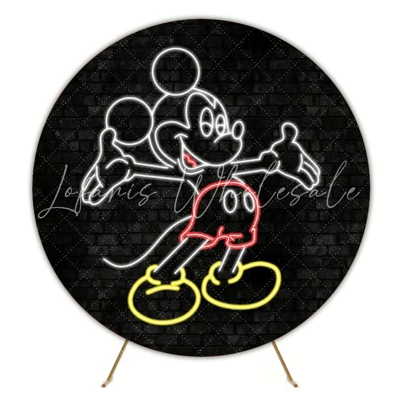 Playful Mickey Round Backdrop For Fun Kids Birthday Party