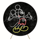 Playful Mickey Round Backdrop For Fun Kids Birthday Party