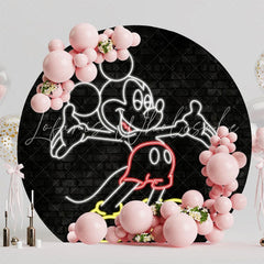 Playful Mickey Round Backdrop For Fun Kids Birthday Party
