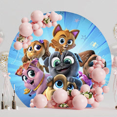 Playful Puppy Dog Pals Round Backdrop For Fun Kids Party Celebration