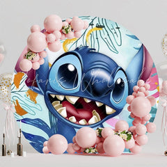 Playful Stitch Round Backdrop For Fun Disney-Themed Kids Party