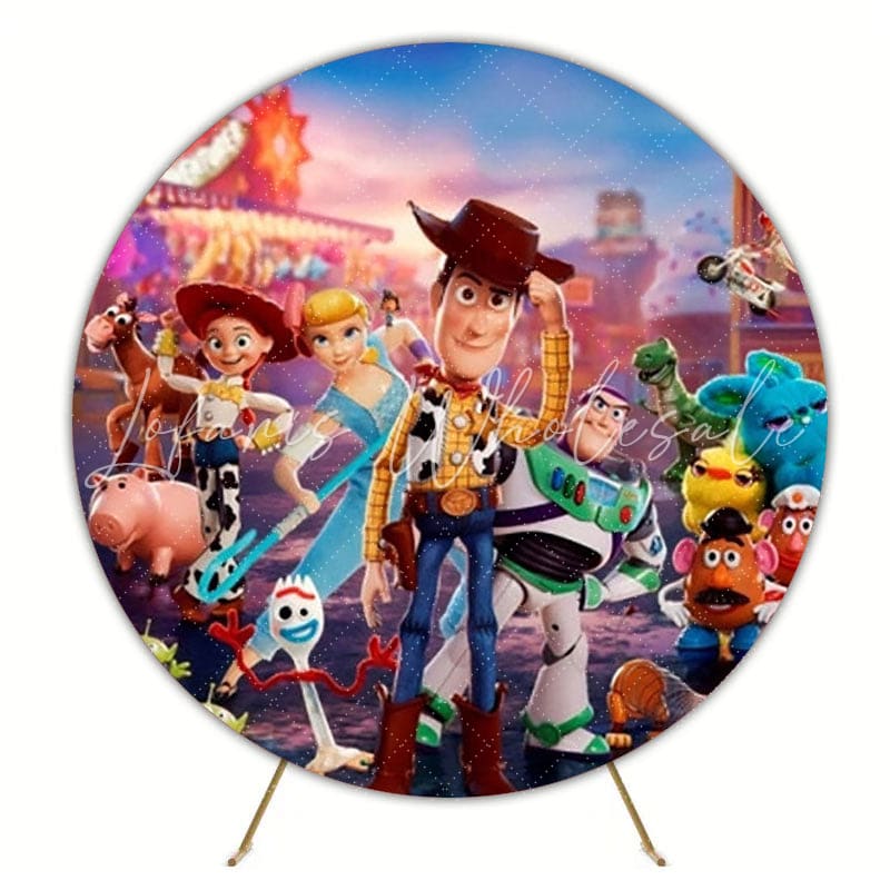 Playful Toy Story Round Backdrop For Animated Kids Party Fun