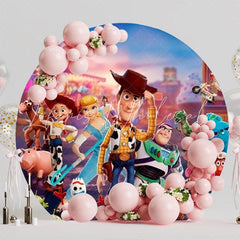Playful Toy Story Round Backdrop For Animated Kids Party Fun