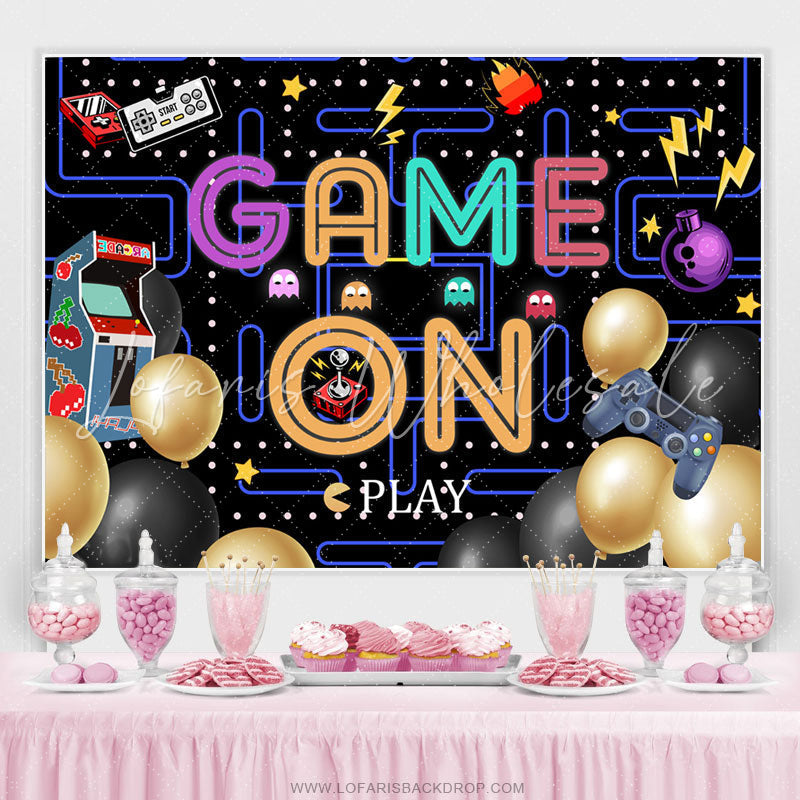 Lofaris Plenty Games Balloons Happy Birthday Backdrop