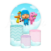 Pocoyo Themed Round Backdrop and Cylinders Kit for Kids Parties