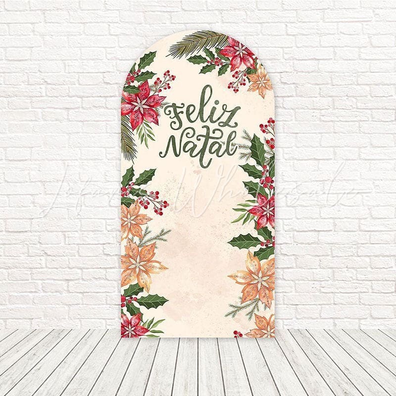 Poinsettia Christmas Arch Backdrop For Elegant Holiday Decor