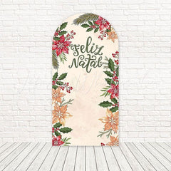 Poinsettia Christmas Arch Backdrop For Elegant Holiday Decor