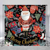 Lofaris Poinsettia Santa Claus Merry Christmas Backdrop