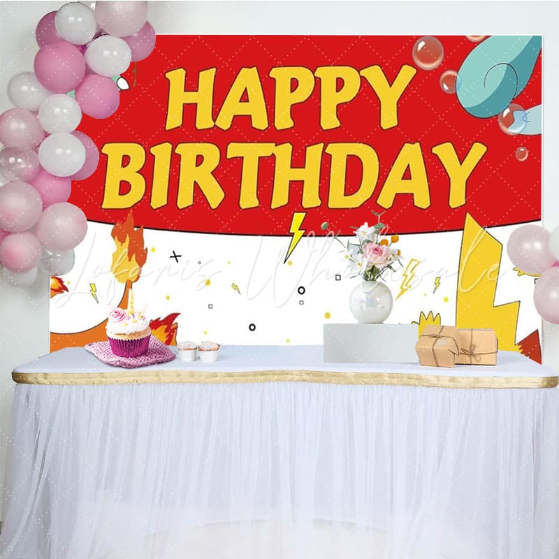 Pokemon Anime Magical Pet Kawaii Cartoon Game Birthday Backdrop