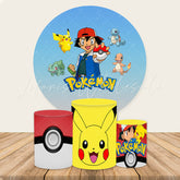 Lofaris Pokemon Theme Cartoon Birthday Circle Party Backdrop Kit