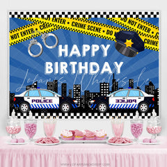 Lofaris Police Car And High Builddings Boys Birthday Backdrop