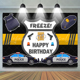 Lofaris Police Car And Pistol Happy Birthday Backdrop For Boy