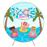Pool Party Funny Round Backdrop for Poolside Celebration