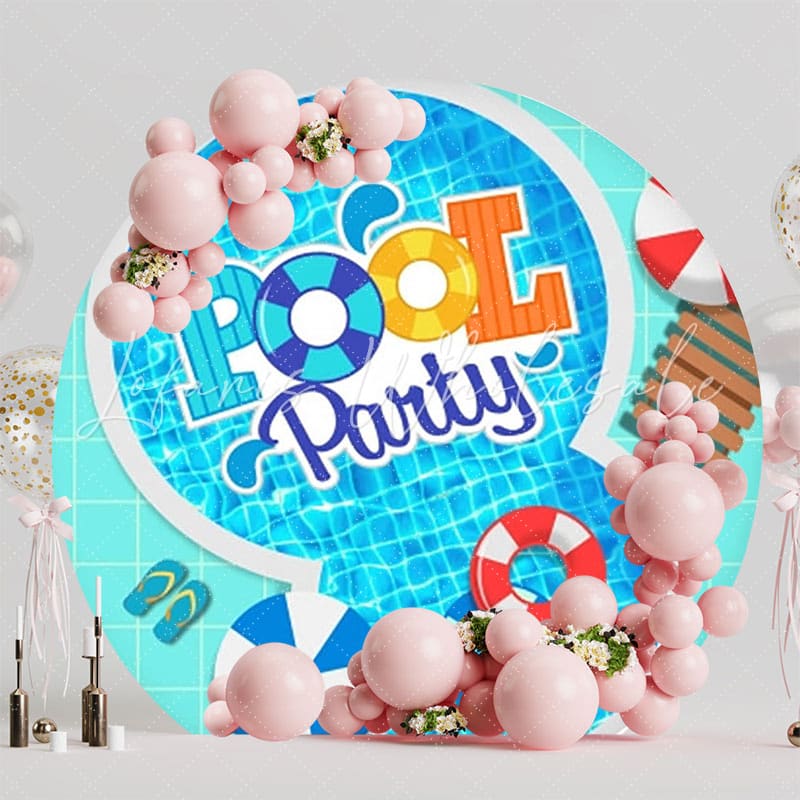 Pool Party Summer Fun Round Backdrop For Outdoor Celebrations