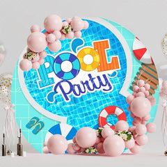 Pool Party Summer Fun Round Backdrop For Outdoor Celebrations