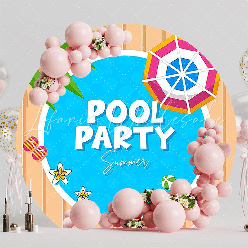 Pool Party Summer Round Backdrop for Summer Celebration