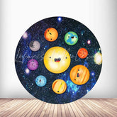 Lofaris Pop It Galaxy Themed Happy Birthday Round Backdrops