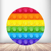 Lofaris Pop It Rainbow Colored Birthday Party Round Backdrops