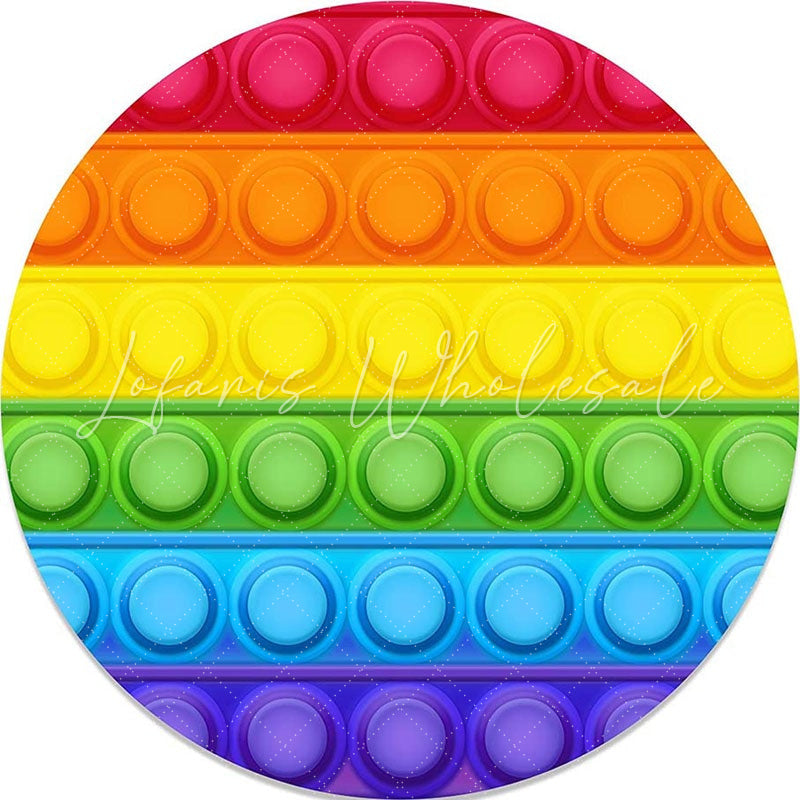 Lofaris Pop It Rainbow Colored Birthday Party Round Backdrops