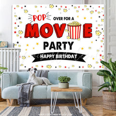Lofaris Pop Over For A Movie Party Happy Birthday Backdrop