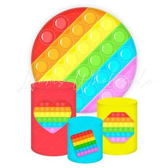 POP Themed Round Backdrop and Cylinders Kit for Parties
