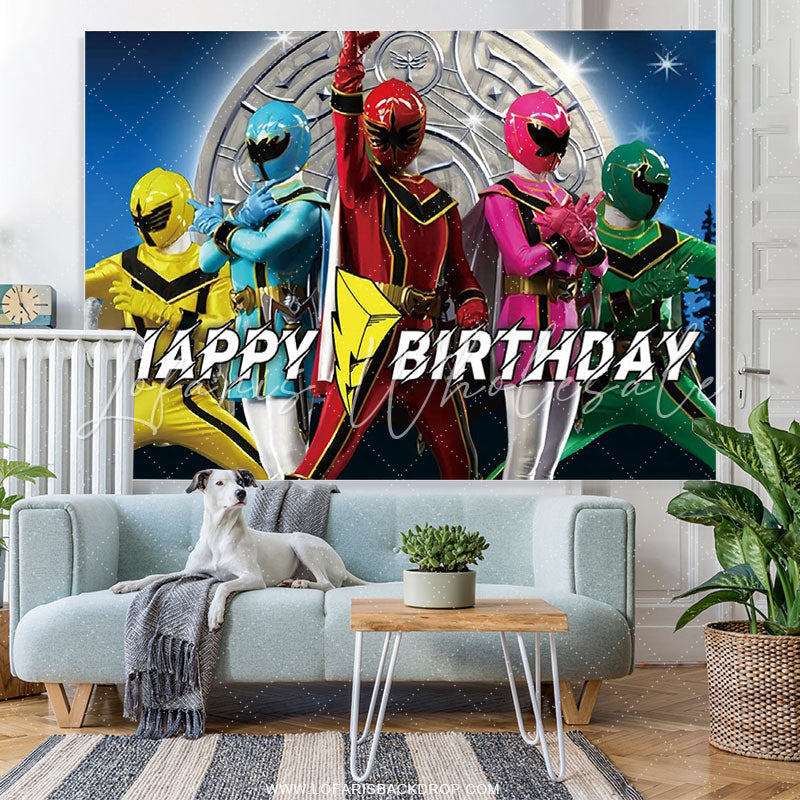 Lofaris Power Ranger Megaforce Cartoon Theme Birthday Backdrop