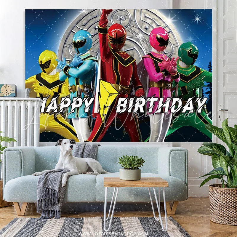 Lofaris Power Ranger Megaforce Cartoon Theme Birthday Backdrop