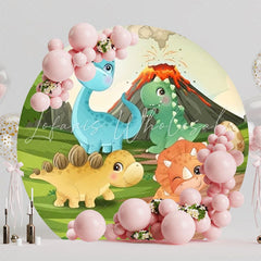 Prehistoric Dinosaur Round Backdrop For Adventure Kids Party