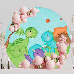 Prehistoric Dinosaur Round Backdrop For Adventure Party