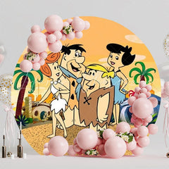 Prehistoric The Flintstones Party Round Backdrop For Nostalgic Vibe