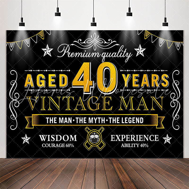 Lofaris Premium Quality Vintage Man Black 40th Birthday Backdrop