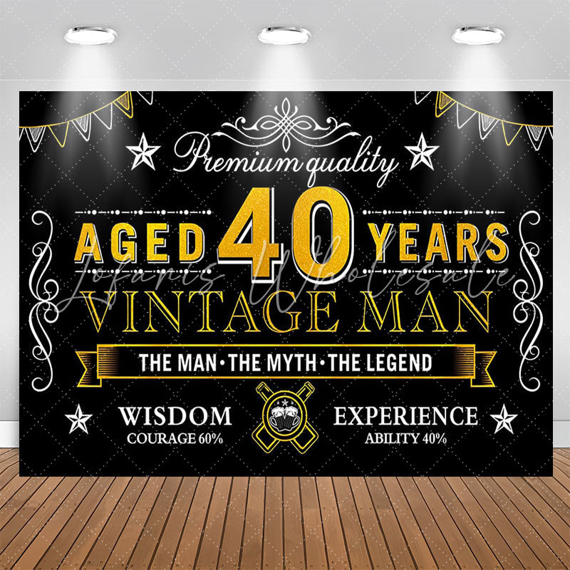 Lofaris Premium Quality Vintage Man Black 40th Birthday Backdrop