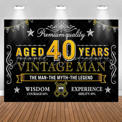 Lofaris Premium Quality Vintage Man Black 40th Birthday Backdrop