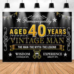 Lofaris Premium Quality Vintage Man Black 40th Birthday Backdrop