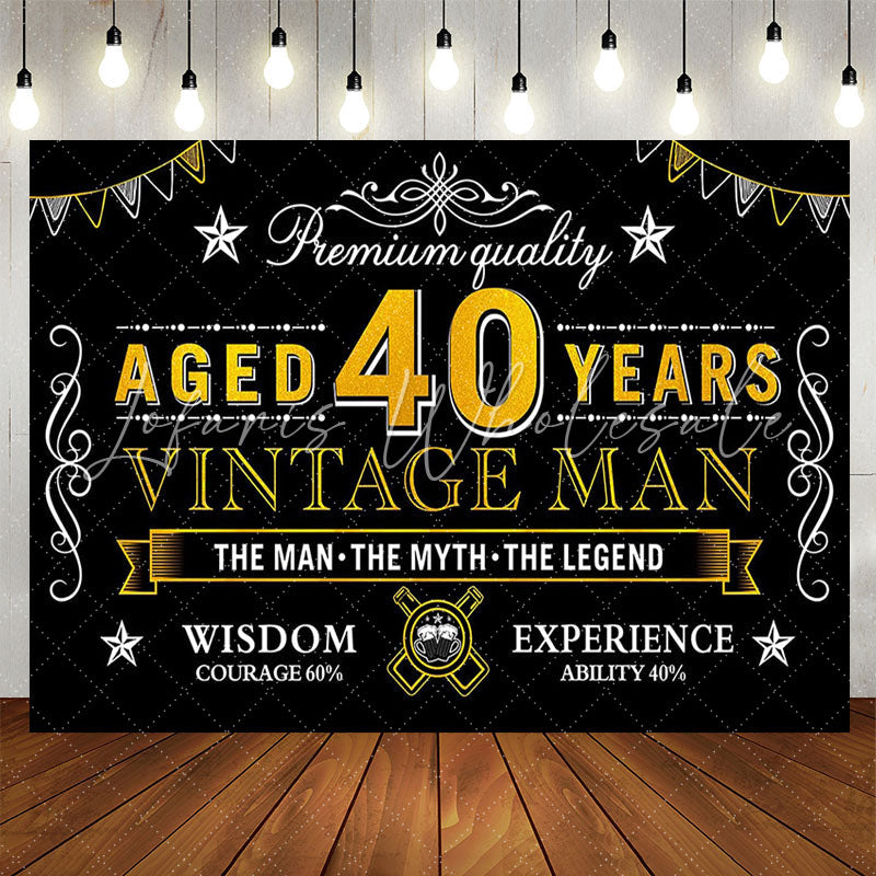 Lofaris Premium Quality Vintage Man Black 40th Birthday Backdrop