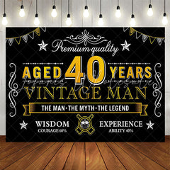 Lofaris Premium Quality Vintage Man Black 40th Birthday Backdrop