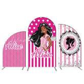 Lofaris Pretty Black Princess Pink Stripe Arch Backdrop Kit