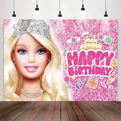 Lofaris Pretty Blonde Princess Pink Glitter Birthday Backdrop