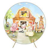Pretty Farm Watercolor Round Backdrop for Country Charm